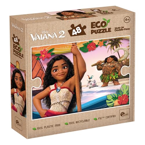 Lisciani - Puzzle Disney VAIANA 2-48 Teile Doppelseitiges Puzzle für Kinder ab 4 Jahren - Rückseite Zum Ausmalen - Format 25x35 cm - Kreative Aktivität Vaiana - Geburtstagsgeschenkidee von Liscianigiochi