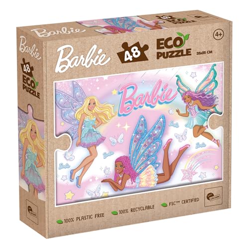 Lisciani - Puzzle Barbie - 48 Teile Doppelseitiges Puzzle für Kinder ab 4 Jahren - Rückseite Zum Ausmalen - Format 25x35 cm - Kreative Aktivität Vaiana - 100% Recycelbar - Geburtstagsgeschenkidee von Liscianigiochi