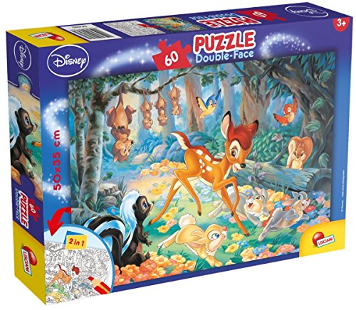 LISCIANI– DISNEY – Bambie – 2-in-1-Puzzle – doppelseitiges doppelseitiges Puzzle – Rückseite zum Ausmalen – 60 Teile – für Kinder ab 4 Jahren – hergestellt in Italien von Liscianigiochi