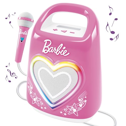 Lisciani - Barbie Party - Kinder Karaoke-Set - Inklusive Mikrofon - Bluetooth Lautsprecher - Pink - Inklusive Musik - Smartphone-Konnektivität - Lichteffekte - Musik und Party - Kinder ab 4 Jahren von Liscianigiochi