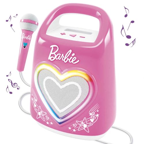 Lisciani - Barbie Party - Kinder Karaoke-Set - Inklusive Mikrofon - Bluetooth Lautsprecher - Pink - Inklusive Musik - Smartphone-Konnektivität - Lichteffekte - Musik und Party - Kinder ab 4 Jahren von Liscianigiochi