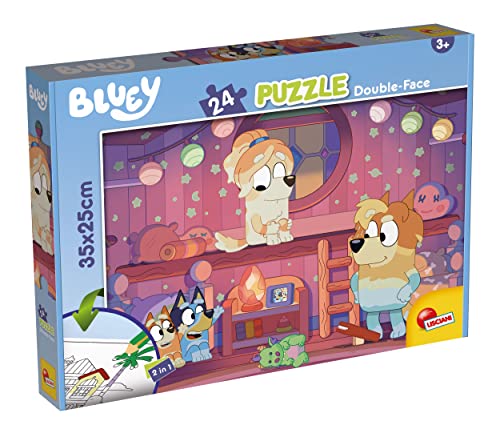 Lisciani - Bluey - Doppelseitiges Puzzle - 24 Teile - Fördert Kreativität, Vorstellungskraft, Neugier und Beobachtungsgabe - Ausmalpuzzle - Ab 3 Jahren von Lisciani