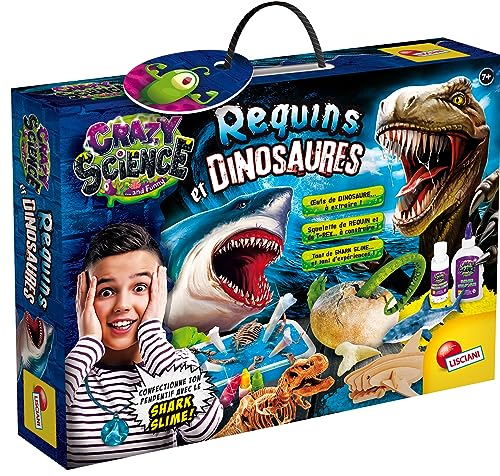 Lisciani – Crazy Science – Haie und Dinosaurier – Wissenschaftliches und Lernset – Raubtiere – T-Rex und Haie, zum Bauen – für Kinder ab 7 Jahren von Liscianigiochi