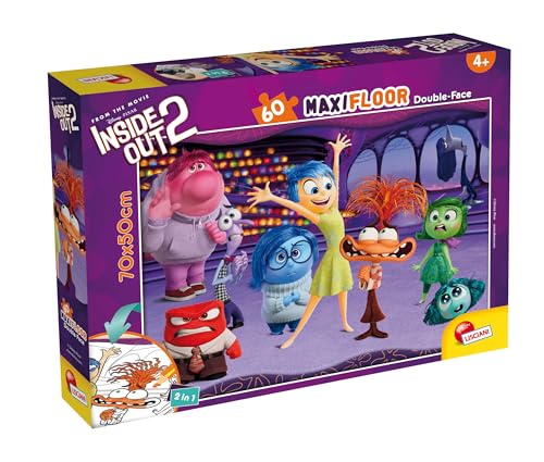Lisciani - DISNEY ALLES STEHT KOPF 2 - Puzzle 60 Teile - Für Kinder Ab 4 Jahren - Maxi Doppelseitiges Puzzle - 35x25cm - Rückseite zum Ausmalen - Spaßiges & Kreatives Spiel - INSIDE OUT 2 von LISCIANI