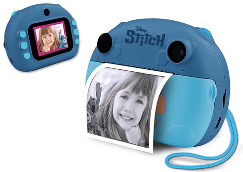 Lisciani - DISNEY Sofortbildkamera von Stitch - Für Kinder ab 6 Monaten - Fotos sofort drucken und teilen - Selfie und Videofunktion- Inklusive 3 Rollen für 180 Fotos, Tragegurt und Ladegerät von Liscianigiochi