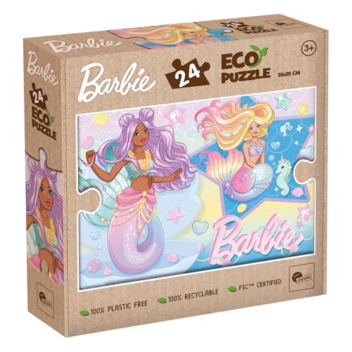 Lisciani - Puzzle Barbie - 24 Teile Doppelseitiges Puzzle für Kinder ab 3 Jahren - Rückseite Zum Ausmalen - Format 25x35 cm - 100% Recyclebar - Lernspiel und Kreativität - Geschenkidee Geburtstag von Liscianigiochi