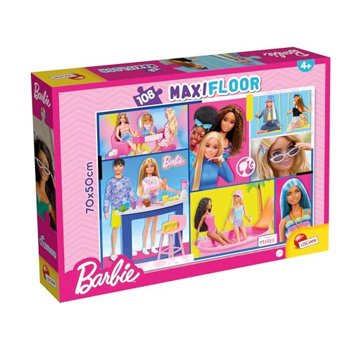 Lisciani - Puzzle Barbie MaxiFloor DF - 108 Teile Doppelseitiges Puzzle für Kinder ab 6 Jahren - Format 70x50 cm - Kreative Aktivität - Geschenkidee zum Geburtstag - Lern- und Beobachtungsspiel von Liscianigiochi