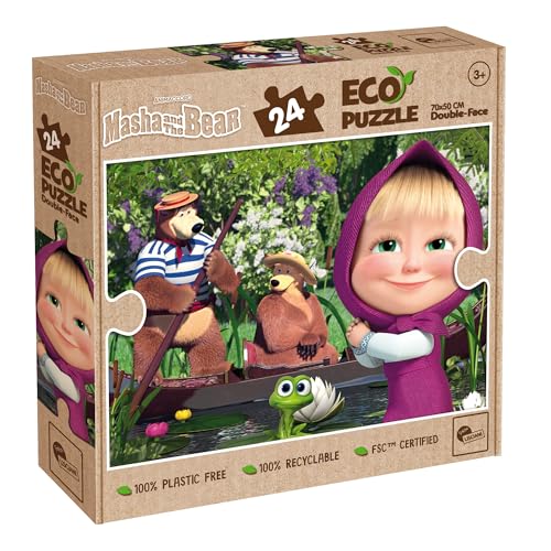 Lisciani - Puzzle MASHA UND MICHKA - 24-teiliges doppelseitiges Puzzle für Kinder ab 3 Jahren - Rückseite Zum Ausmalen - Format 50x70 cm - Manuelle Aktivität Masha - Geschenkidee zum Geburtstag von Liscianigiochi