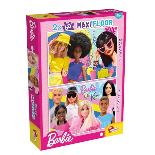 Lisciani - Puzzle Barbie MaxiFloor DF - Puzzle 2 x 60 Teile - Doppelseitig für Kinder ab 4 Jahren - Rückseitige Bemalung - Format 50x35 cm - Kreative Aktivität - Geschenkidee zum Geburtstag von Liscianigiochi