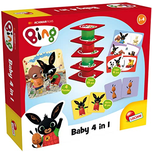 Liscianigiochi - Bing Baby 4 IN 1 - Bildungsspiele-Set - Entwickelt das Denken, die Feinmotorik und das Gedächtnis - Für Kinder ab 3 Jahren - 4 Puzzles, 16 Kacheln, 8 Notenpaare von Lisciani