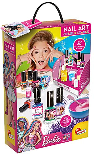lisciani 97982 Barbie-Farbwechsel Nagellack-Set zum Selbermachen-Lack ändert die Farbe bei Wasserkontakt-Enthält 1 Basis, Pigmente, Glitzer, Zubehör und Aufkleber, Multicolor von Liscianigiochi