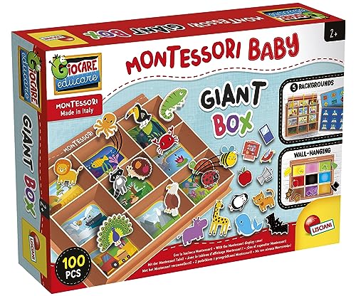 Lisciani - Montessori - Riesenbox - Lernspiel - Austauschbarer Hintergrund - Viele Aktivitäten - Klassifizierung von Objekten - Für Kinder ab 2 Jahren von Liscianigiochi