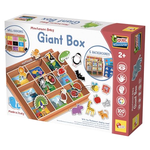 Lisciani - MONTESSORI - Riesenbox - Lernspiel - Austauschbarer Hintergrund - Viele Aktivitäten - Klassifizierung von Objekten - Für Kinder ab 2 Jahren von Liscianigiochi
