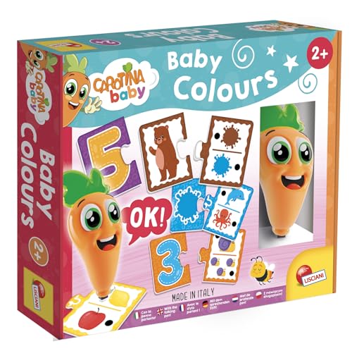 Lisciani - CAROTINA BABY - Baby Farben Interaktives Lernspiel mit Carotina Sprechstift - Für Kinder ab 2 Jahren - 10 Puzzles à 2 Teile - Interaktives Quiz Farben und Zahlen lernen von Lisciani