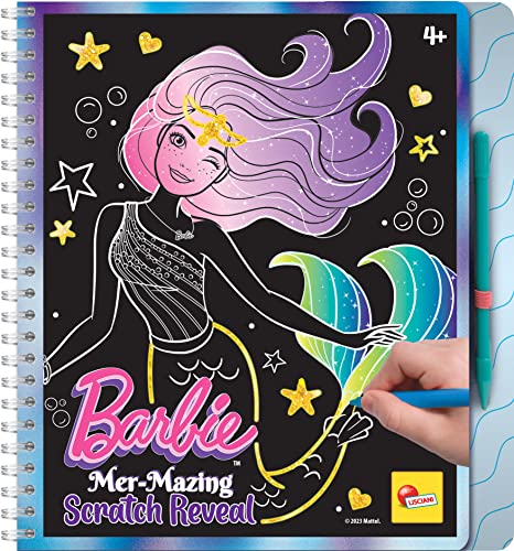 Lisciani - BARBIE - Scratch Meerjungfrau Skizzenbuch - Magisches Buch zum Ausmalen und Dekorieren - Kreatives Spiel - Mehrfarbige Seiten - Für Mädchen ab 4 Jahren von Liscianigiochi