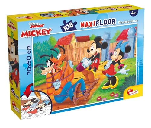 Liscianigiochi 31740 Puzzle Mickey Maus Micky Maxipuzzle doppelseitig 108, Mehrfarbig von Liscianigiochi