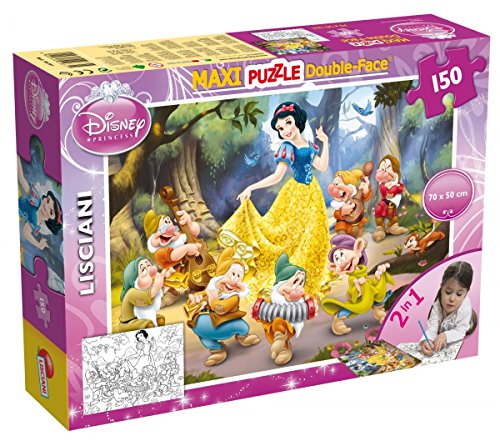 LISCIANI – DISNEY – Schneewittchen und die sieben Zwerge – DISNEY Princess – 2-in-1-Puzzle – doppelseitiges doppelseitiges Puzzle – Rückseite zum Ausmalen – Supermaxi 150 Teile von Liscianigiochi