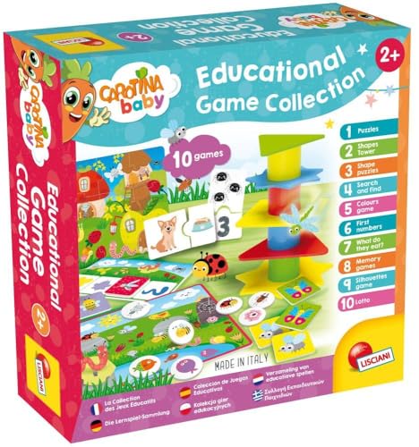 Lisciani - CAROTINA BABY - Sammlung von 10 Bildungsspielen für Kinder - Spielerisches Lernen - Made in Italy - Spaßige und für Kleinkinder geeignete Spiele - Ab 2 Jahren von Liscianigiochi