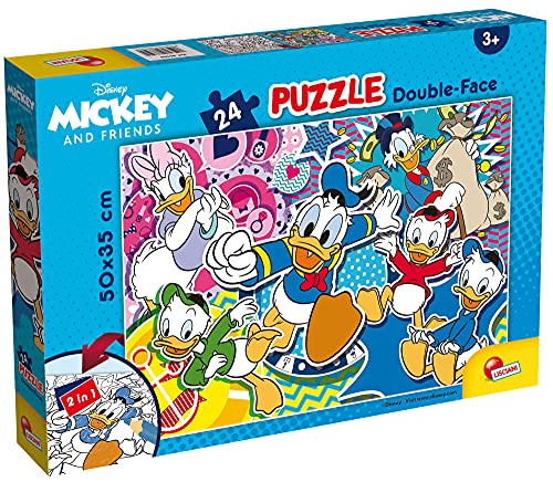 LISCIANI – DISNEY Mickey and Friends Puzzle – Donald Duck – 24-teiliges Puzzle – 2-in-1-Puzzle – doppelseitig – Rückseite zum Ausmalen – Lernspiel – fördert die Kreativität – ab 3 Jahren von Liscianigiochi