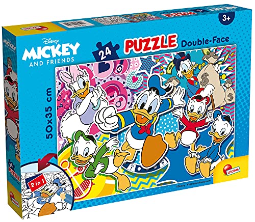 Lisciani – DISNEY Mickey and Friends Puzzle – Donald Duck – 24-teiliges Puzzle – 2-in-1-Puzzle – doppelseitig – Rückseite zum Ausmalen – Lernspiel – fördert die Kreativität – ab 3 Jahren von Lisciani