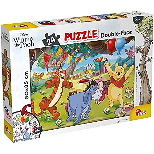 LISCIANI – DISNEY Winnie the Pooh Puzzle – 24-teiliges Puzzle – 2-in-1-Puzzle – doppelseitig – Rückseite zum Ausmalen – Lernspiel – ab 3 Jahren – fördert die Kreativität – hergestellt in Italien von Liscianigiochi