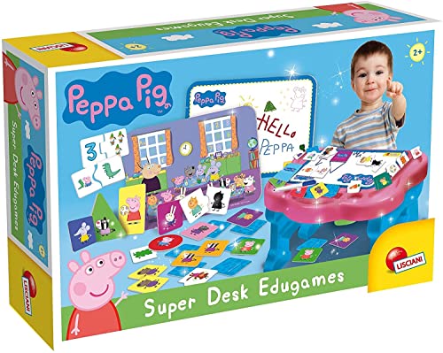 Lisciani – PEPPA PIG – Schreibtisch mit Lernspielen – Lernen von Zahlen, Formen, Farben, Logik, Gedächtnis – Entwicklung des Kindes – Schiefertafel inklusive – Für Kinder ab 2 Jahren von Lisciani