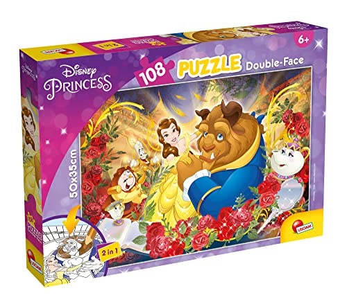 LISCIANI – DISNEY – Die Schöne und das Biest – Maxi-Puzzle 108 Teile – 2-in-1-Puzzle – doppelseitig mit Malrücken – für Kinder ab 4 Jahren – Marker zum Ausmalen enthalten von Liscianigiochi