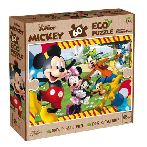 LISCIANI DISNEY ECO-PUZZLE Double face ( 2 in 1: Puzzlematte und Rückseite ) MICKEY MAUS 60 Teile , ◆ 100 % recycelbar ◆ 100 % kunststofffrei ◆ Umweltfreundlich von Liscianigiochi