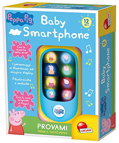 LISCIANI - PEPPA PIG - Nachgemachtes Smartphone-Spielzeug für Babys - LED-Lichtanzeige auf dem Bildschirm mit Zauberspiegel - Überträgt Cartoon-Musik - Spaß ab 12 Monaten von Liscianigiochi