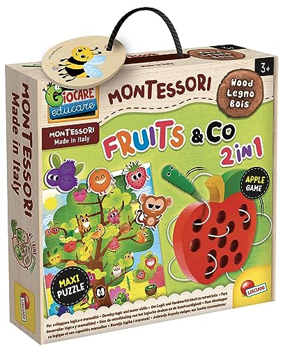 Liscianigiochi 92260 Wood Fruits&CO, Montessori Baby-Frucht-& CO 2-IN-1 Spiel, Einheitsgröße von Liscianigiochi