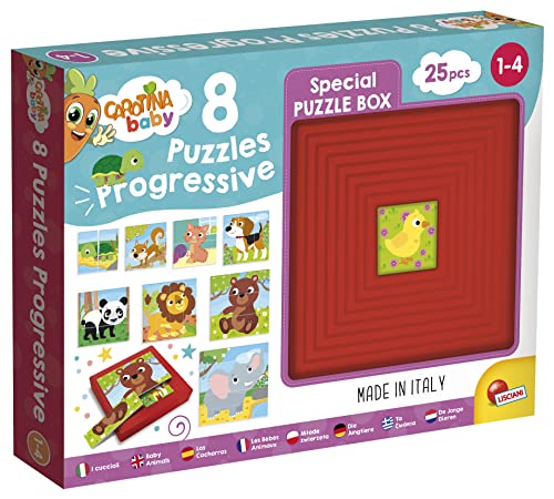 Lisciani - Set mit 8 Progressiven Puzzles - Babys Tiere - Pädagogisches und Lustiges Spiel - Puzzle-Box - 25 Stück - Für Kinder ab 1 Jahr - Carotina Baby von Liscianigiochi