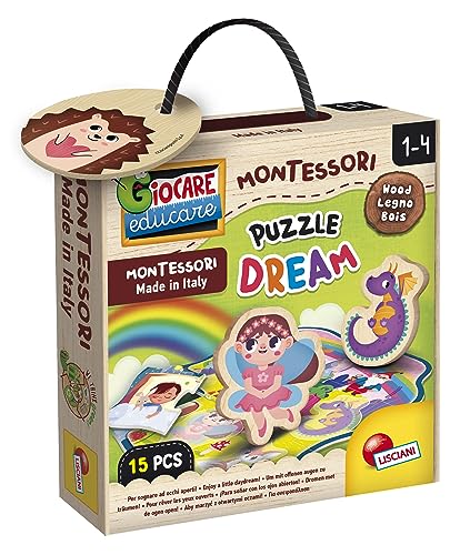 Liscianigiochi 96862 Puzzle Dream, Montessori Baby-HOLZWÜRFELPUZZLE DER Traum 15p von Liscianigiochi