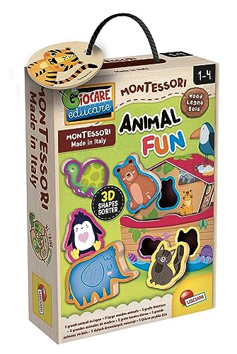 Liscianigiochi 96893 Wood Animal Fun, Montessori Baby-HOLZWÜRFELPUZZLE 3D Noahs Arche von Liscianigiochi