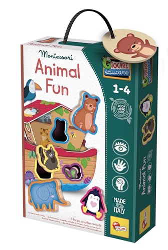 Liscianigiochi 96893 Wood Animal Fun, Montessori Baby-HOLZWÜRFELPUZZLE 3D Noahs Arche von Liscianigiochi