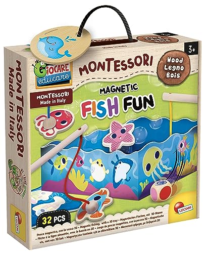 Liscianigiochi 98354 Wood Magnetic Fish Fun, Montessori Baby-MAGNETISCHES ANGELSPIEL von Liscianigiochi