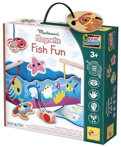 Liscianigiochi 98354 Wood Magnetic Fish Fun, Montessori Baby-MAGNETISCHES ANGELSPIEL von Liscianigiochi