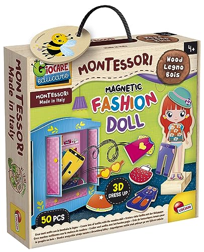 Liscianigiochi 98361 Montessori Wood Magnetic Fashion DOLL, BABY-3D MAGNETISCHES PUPPENSPIEL 50p, Einheitsgröße von Liscianigiochi