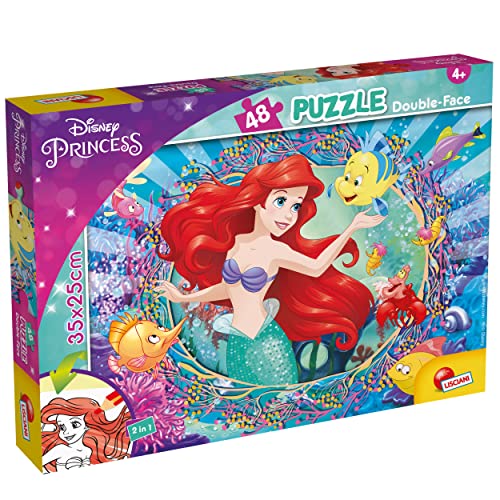 Liscianigiochi - Disney - La Sirenita Ariel - Puzzle de 48 piezas - Puzzle 2 en 1 - Doble cara - Espalda para colorear - Juego educativo - A partir de 4 años - Fomenta la creatividad - 35 x 25 cm von Liscianigiochi