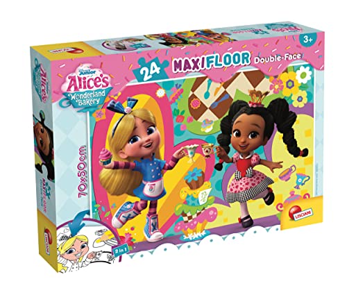 Lisciani 99535 Disney DF Maxi Floor Alice's IN Wonderland BACKERY, Puzzle doppelseitig 24 Stück Alice im Wunderland von Liscianigiochi