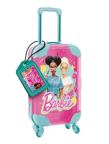 Lisciani - BARBIE - KREATIVSET - Barbie Kreativset für Kinder ab 5 Jahren - Mini-Kofferformat - Malbuch, 4 Filzstifte, Glitzersticker, Klebediamanten inklusive von Liscianigiochi
