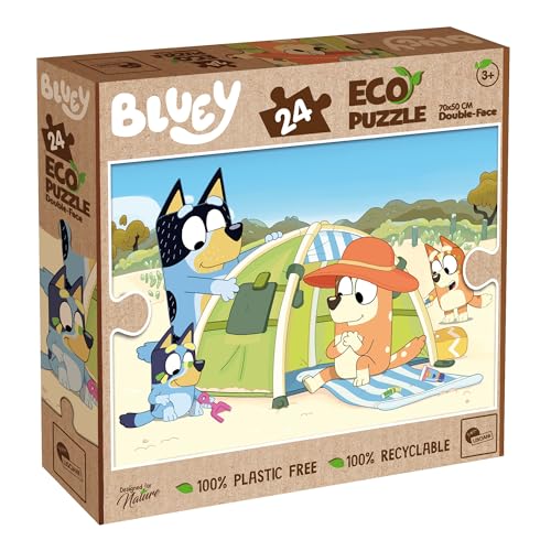 Lisciani - BLUEY - Eco Puzzle - 24 Teile - Für Kinder ab 3 Jahren - 50x70cm - Bluey Puzzle mit doppelseitigem Malen - 100% recycelbares Puzzle, plastikfrei - FSC-zertifiziert von Liscianigiochi