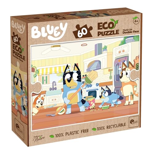 Lisciani - BLUEY - Eco Puzzle - 60 Teile - Für Kinder ab 4 Jahren - 50x70cm - Bluey Puzzle mit doppelseitigem Malen - 100% recycelbares Puzzle, plastikfrei - FSC-zertifiziert von Liscianigiochi
