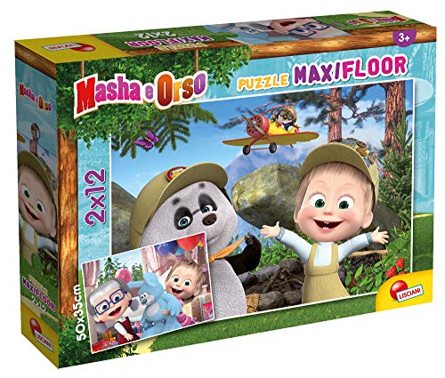 Liscianigiochi Giochi 86122 Liscianigiochi-Masha Maxifloor 2 x 12 piéces Pour Enfants-86122 Puzzle für Kinder, Mehrfarbig von Liscianigiochi