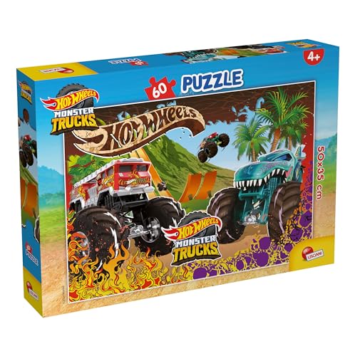 Lisciani - HOT WHEELS Puzzle - 60 Teile - Für Kinder ab 4 Jahren - 35x50cm - Puzzle mit Monster Trucks und wagemutigen Stunts - Action und Geschwindigkeit - Entwickelt Reflexion und Geschicklichkeit von Liscianigiochi