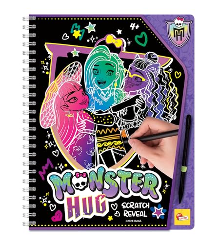 LISCIANI - MONSTER HIGH - Kratzzeichnungsbuch Monster High - Monsterumarmung - Für Kinder ab 4 Jahren - Kratzentdeckung - 44 Seiten - Kratzstift inklusive - Mehrfarbig, Gold & Glitzer von Liscianigiochi