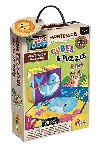 Liscianigiochi 98347 Animal and, Montessori Baby-Cubes Puzzles 28p von Liscianigiochi
