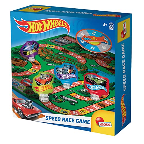 Lisciani - HOT WHEELS Speed Race Spiel - Das klassische Rennspiel für Kinder ab 5 Jahren - Gesellschaftsspiel für 2 bis 4 Spieler - Fördert Gedächtnis, Logik und einfache Rechenfähigkeiten von Lisciani