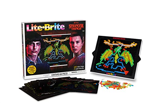 Lite Brite Stranger Things Special Edition, Best of 4 Seasons - Featuring Icons & Themes from The Popular Netflix Series - Includes 12 HD Stranger Things Templates and 650 Colorful Micro Pegs von Basic Fun