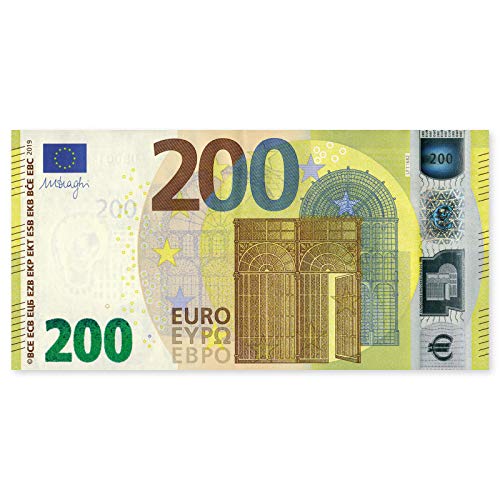 Litfax GmbH 200€ Euroschein / Spielgeld ca. 114x61 mm, je Pack. 25 Stück (5 PG) von Litfax