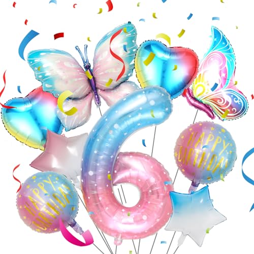 Lithyc 6 Jahre alt Geburtstag Deko,Geburtstag Deko Mädchen, Geburtstagsdeko Schmetterling,Bunte Geburtstagsdekoration,Zahlen-Folienballons,Kindergeburtstagsparty-Dekorationen, Babyparty-Dekorationen Lithyc 6 Jahre alt Geburtstag Deko,Geburtstag Deko Mädchen, Geburtstagsdeko Schmetterling,Bunte Geburtstagsdekoration,Zahlen-Folienballons,Kindergeburtstagsparty-Dekorationen, Babyparty-Dekorationen von Lithyc